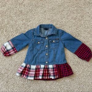 Tommy Hilfiger Girls Pullover Jean Plaid Top. Size 3T